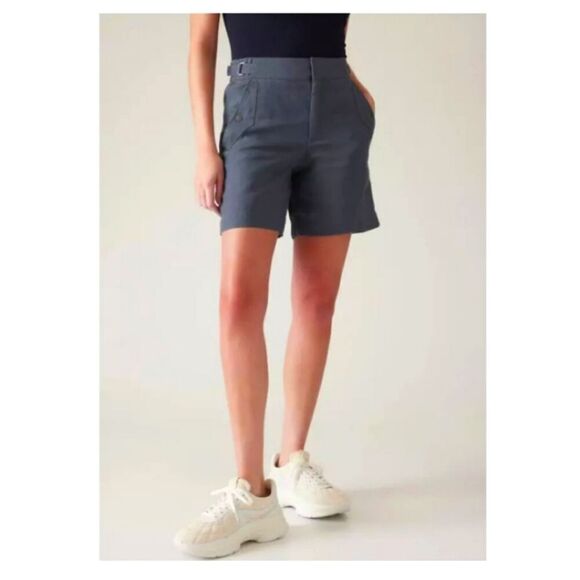 Athleta Voyager Linen Short, Size 8, Granite Blue, NWT - Picture 2 of 10